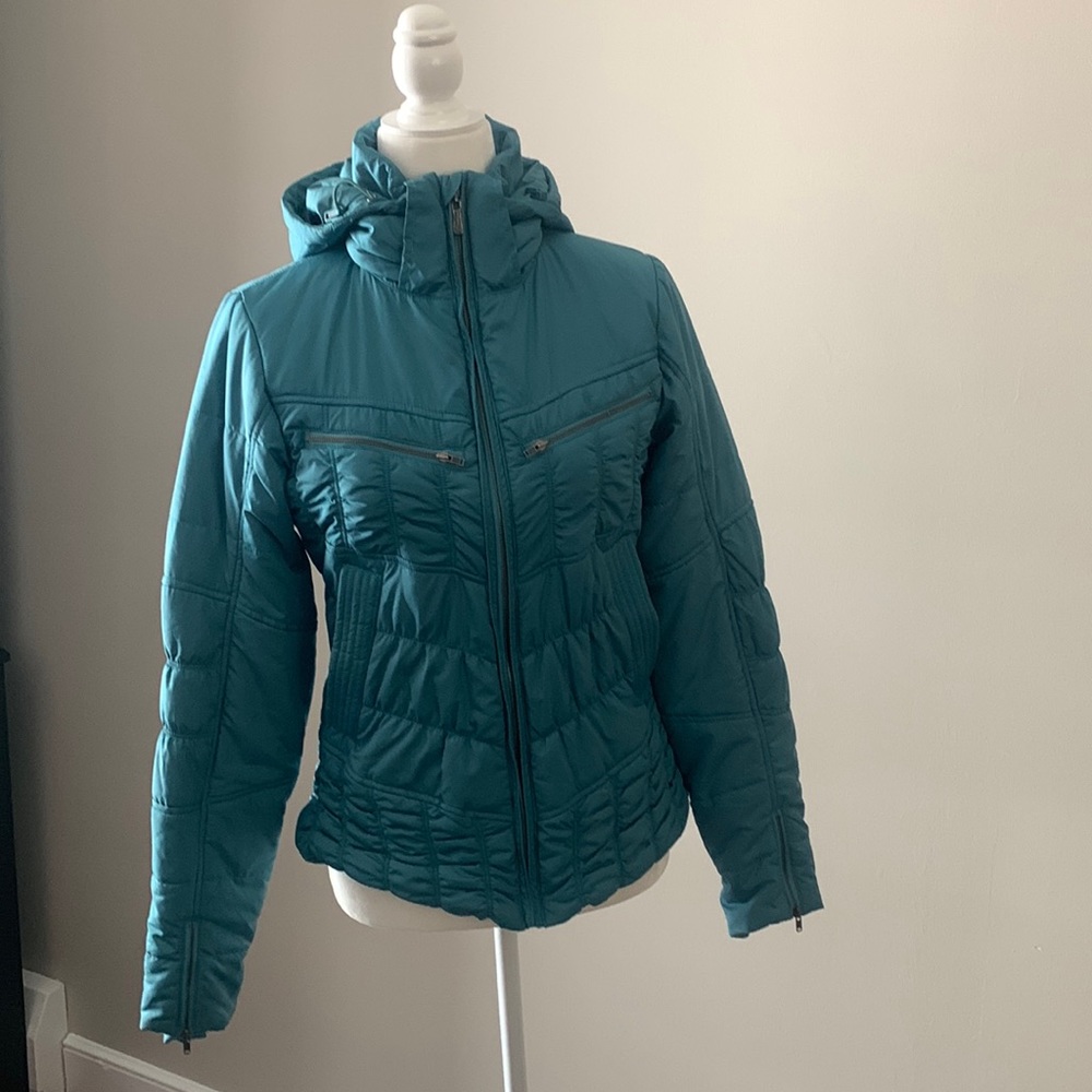 Womens turquoise winter puffer coat